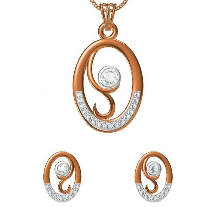 18kt cz rose gold diamond pendant set