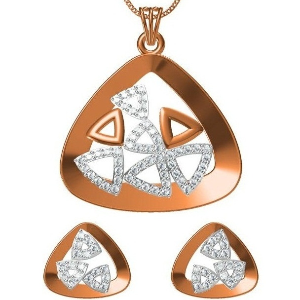 18kt cz rose gold pendant set