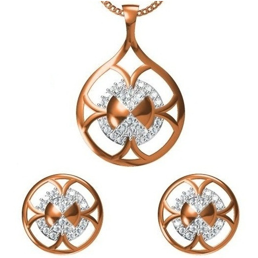 18kt cz rose gold diamond pendant set