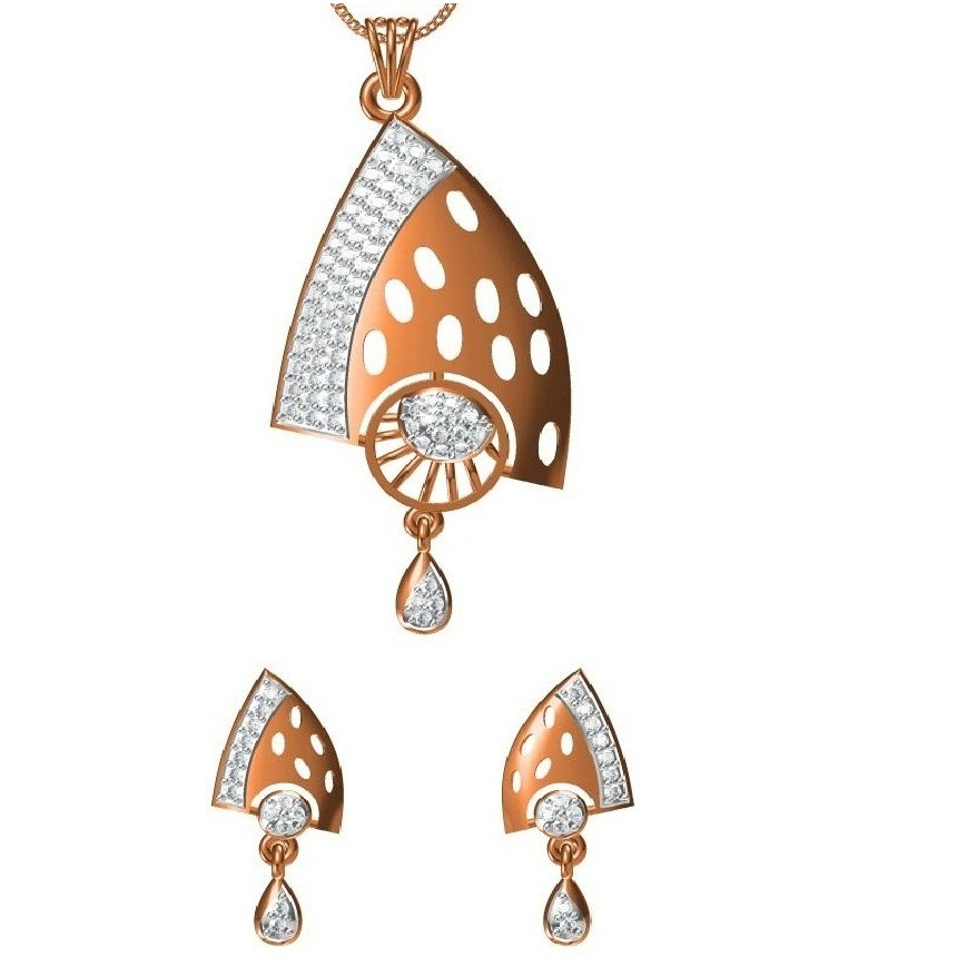 18kt cz rose gold diamond pendant set