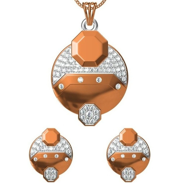 18kt cz rose gold pendant set