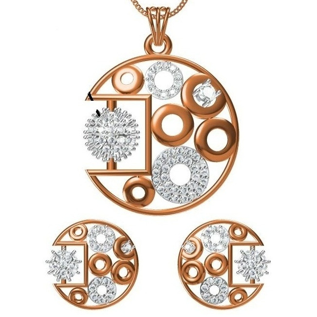 18kt cz rose gold pendant set