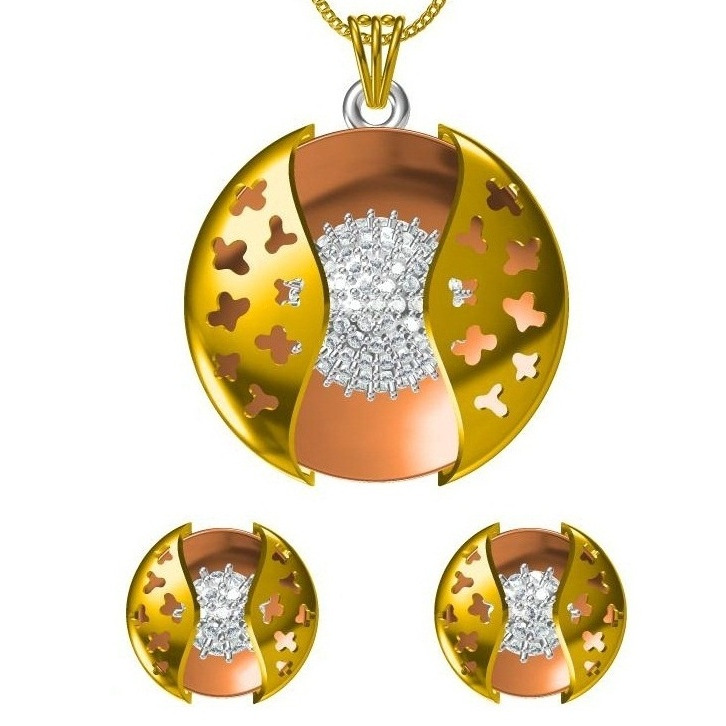 18kt cz rose gold diamond pendant set