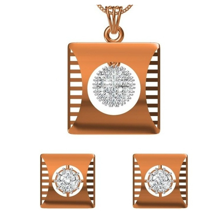 18kt cz rose gold pendant set