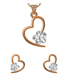18kt cz rose gold diamond pendant set