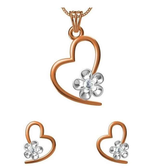 18kt cz rose gold diamond pendant set