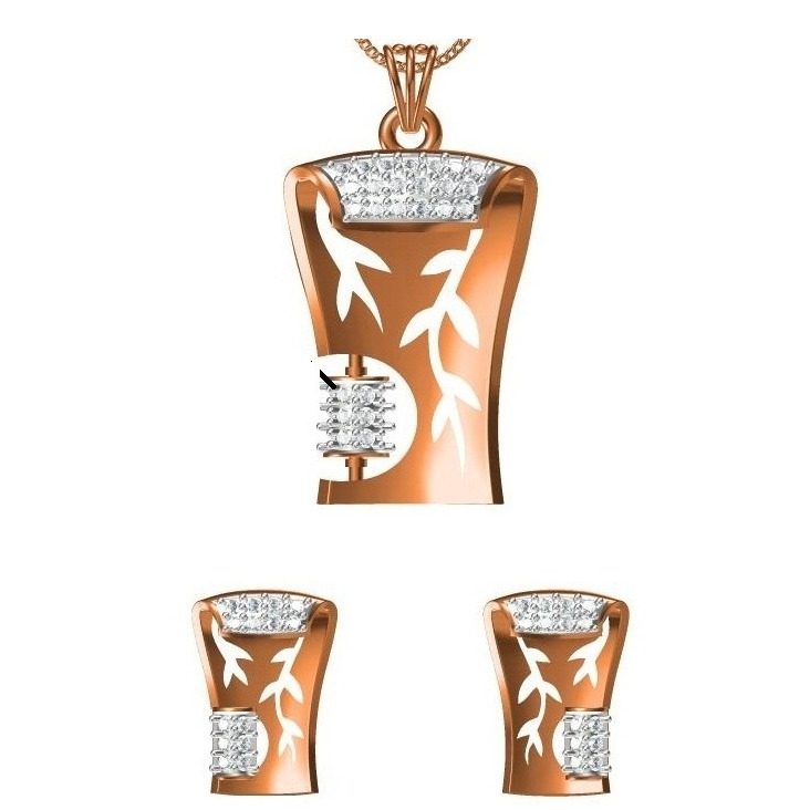 18kt cz rose gold pendant set