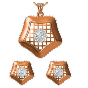 18kt cz rose gold diamond pendant set