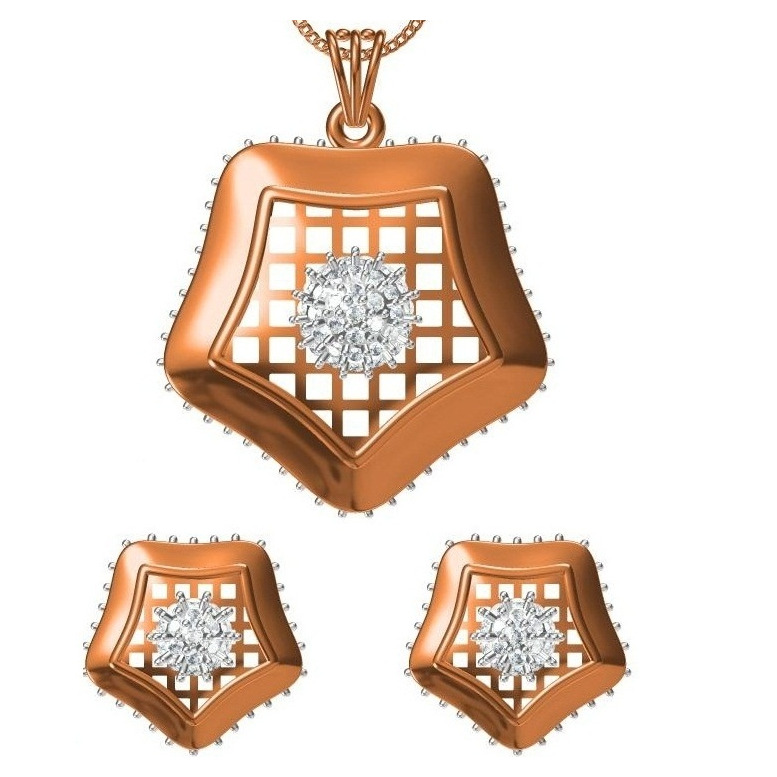 18kt cz rose gold diamond pendant set