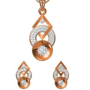 18kt cz rose gold diamond pendant set