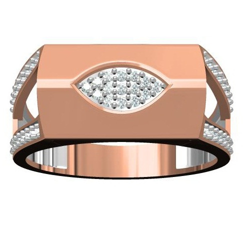 18kt cz rose gold gents ring