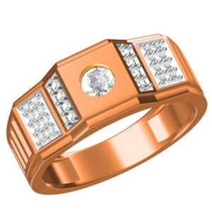 18kt cz rose gold gents ring