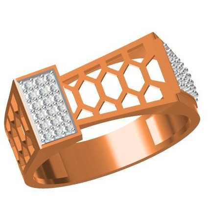 916 cz rose gold diamond gents ring