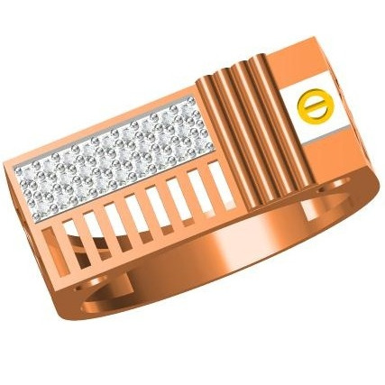916 cz rose gold gents ring