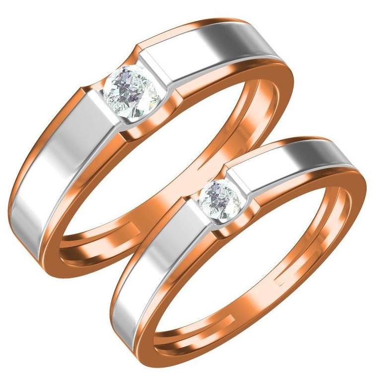 916 CZ ROSE GOLD DIAMOND  COUPLE RING