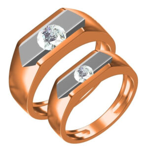 916 CZ ROSE GOLD DIAMOND  COUPLE RING