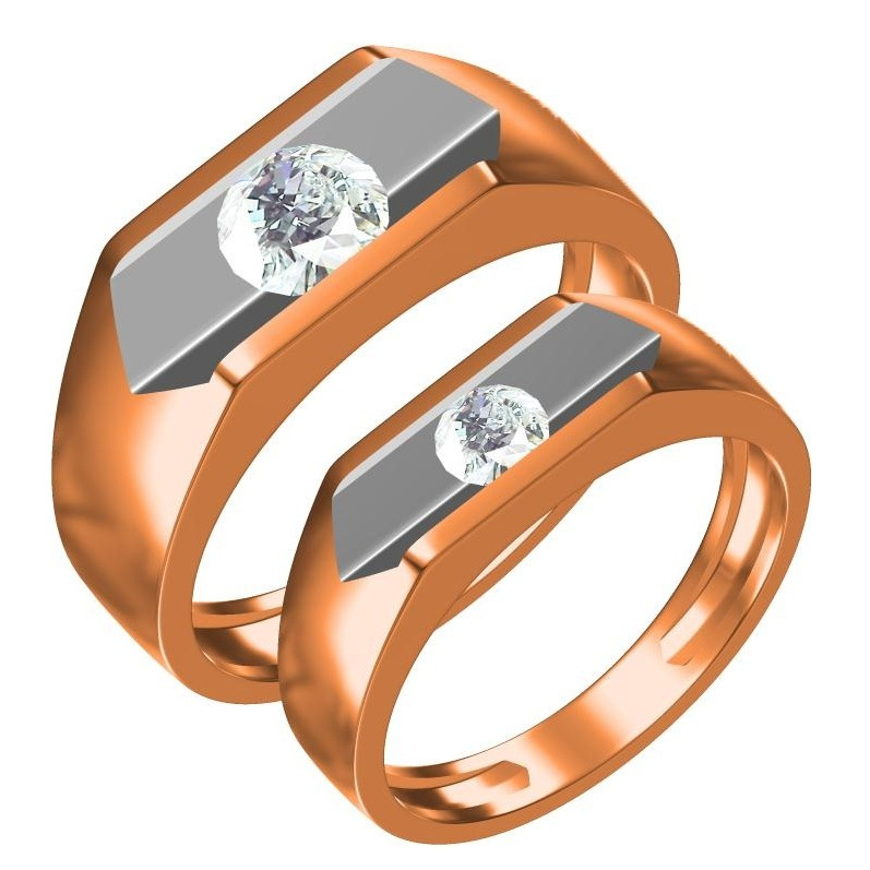 916 CZ ROSE GOLD DIAMOND  COUPLE RING