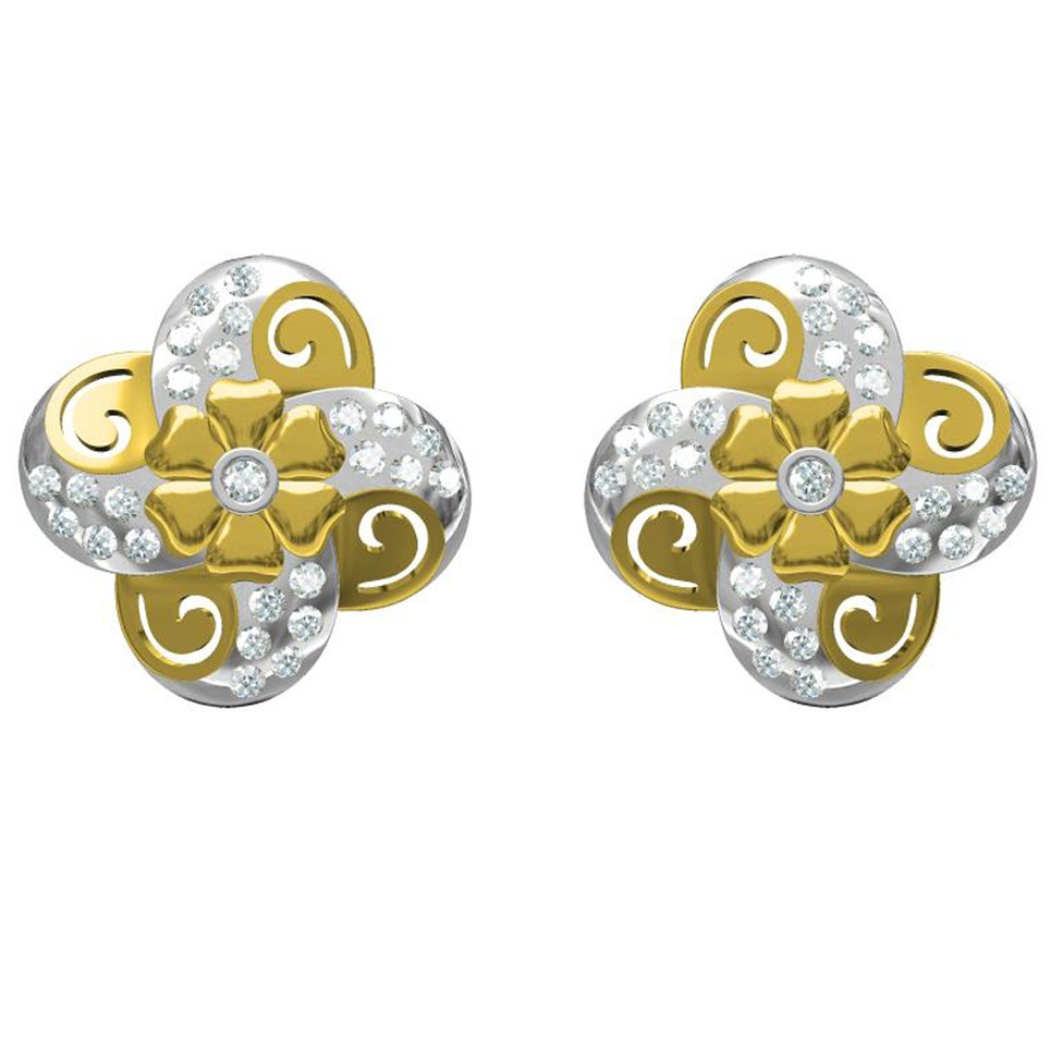 916 cz diamond gold earrings