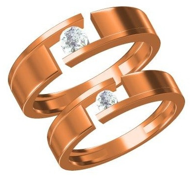 916 cz rose gold diamond  couple ring
