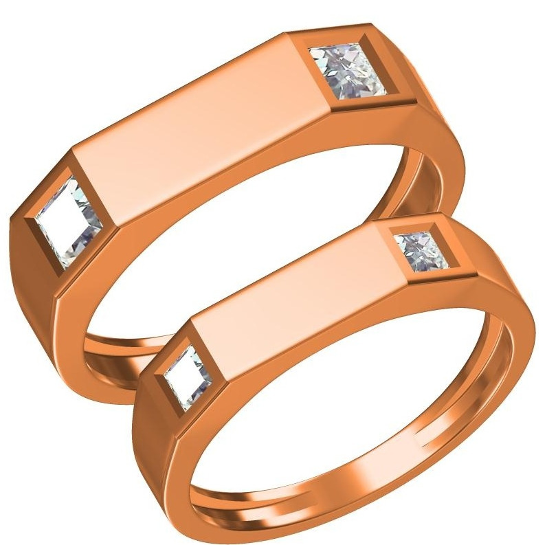 916 CZ ROSE GOLD DIAMOND  COUPLE RING