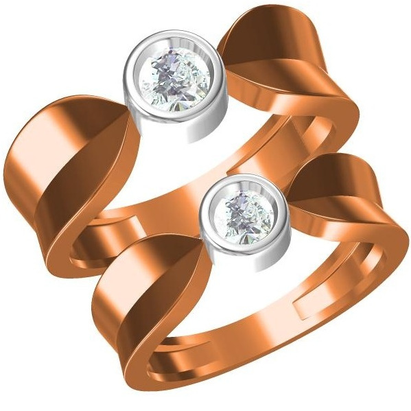916 cz rose gold couple ring