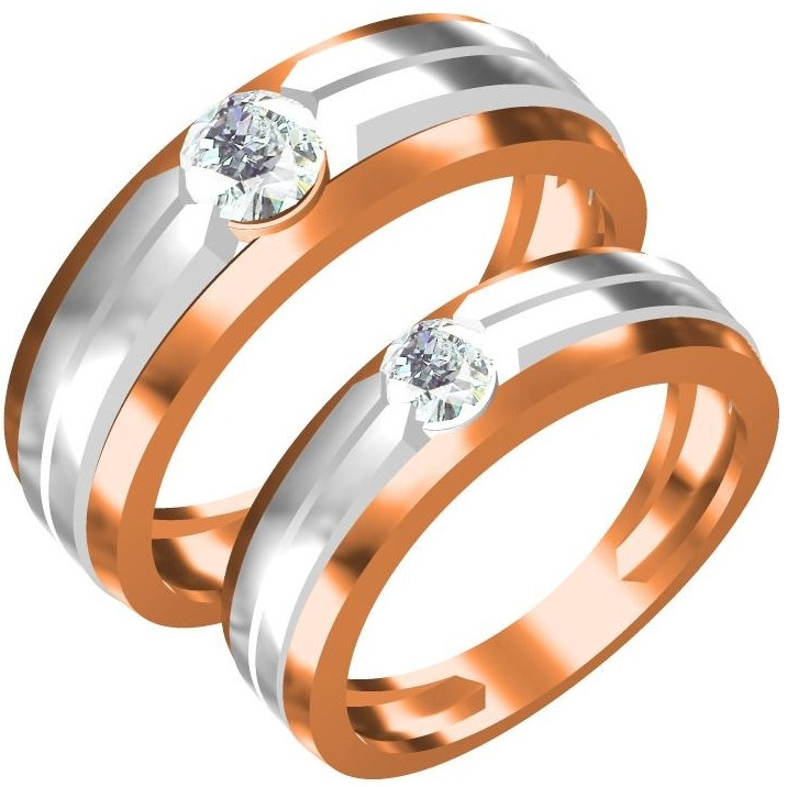 916 CZ ROSE GOLD DIAMOND  COUPLE RING