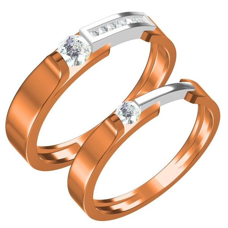 916 CZ ROSE GOLD DIAMOND  COUPLE RING