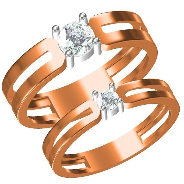 916 CZ ROSE GOLD DIAMOND  COUPLE RING