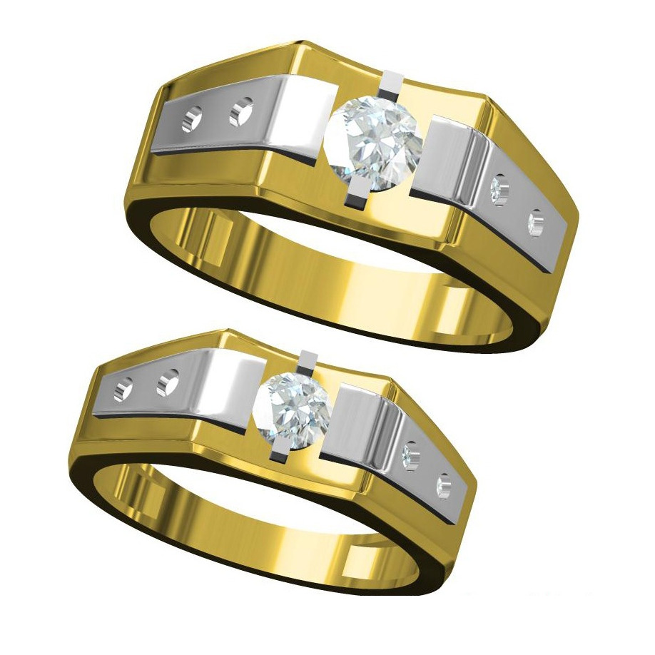 916 cz diamond gold couple ring