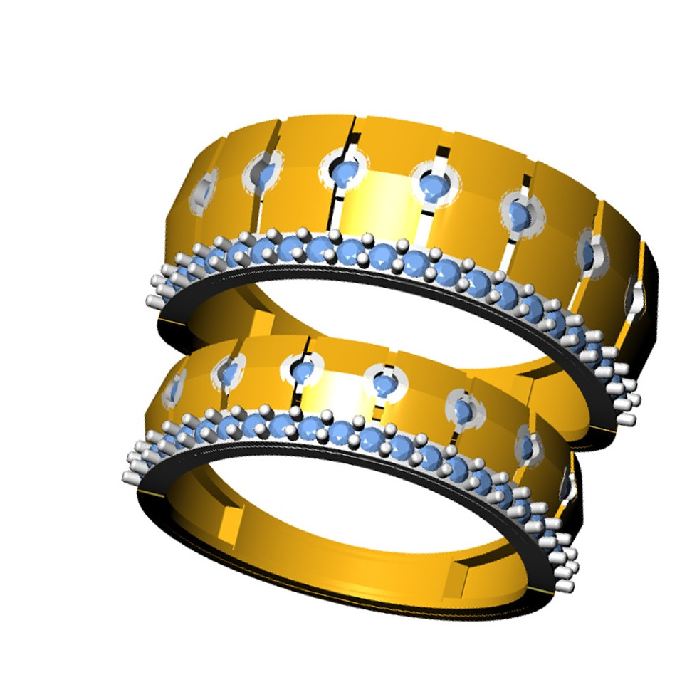 916 CZ DIAMOND GOLD COUPLE RING