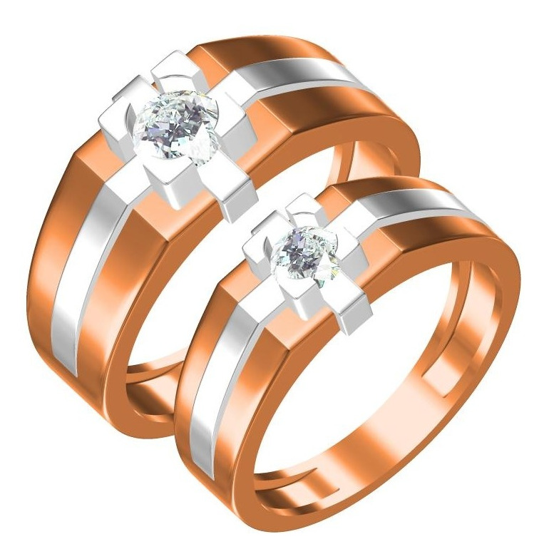 916 CZ ROSE GOLD COUPLE RING