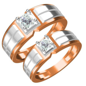 916 cz rose gold couple ring
