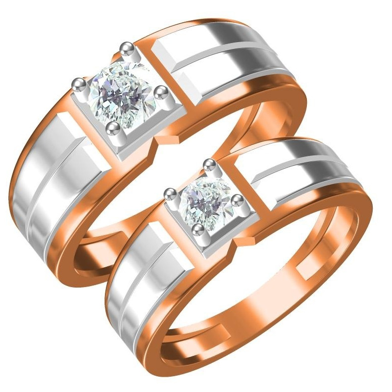 916 cz rose gold couple ring