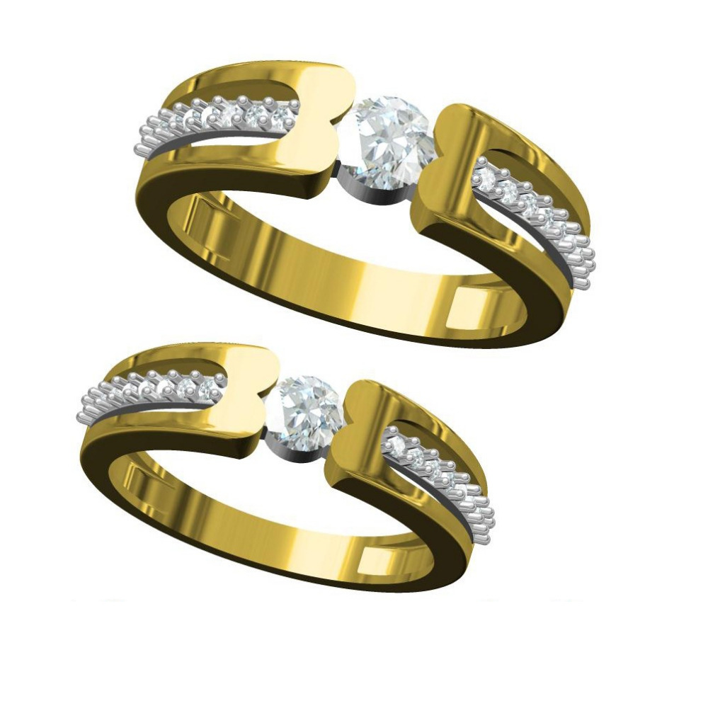 916 CZ DIAMOND GOLD COUPLE RING