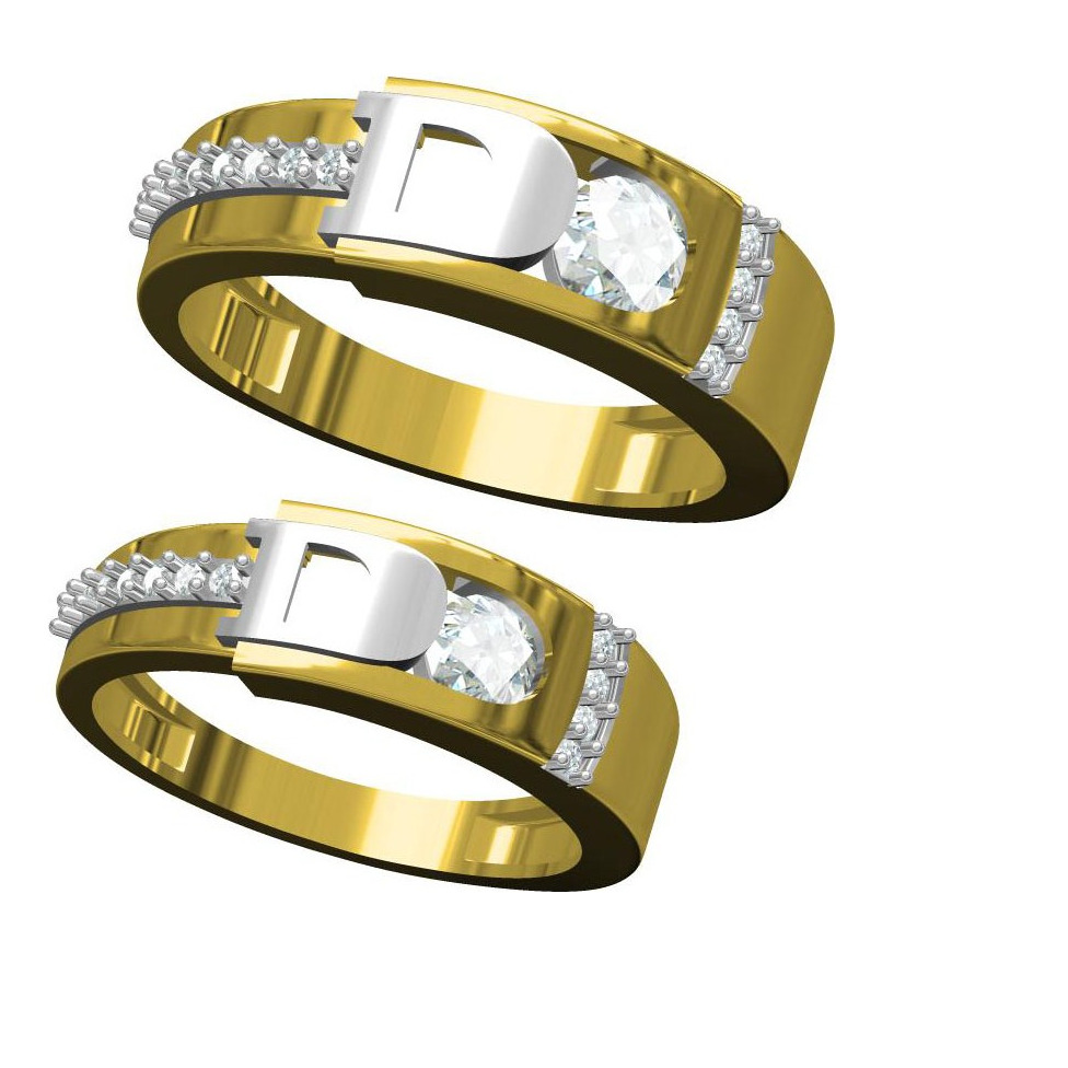 916 CZ DIAMOND GOLD COUPLE RING