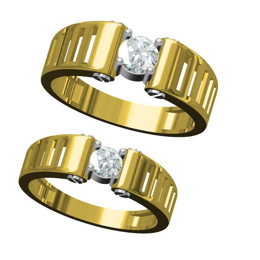 916 CZ DIAMOND GOLD COUPLE RING