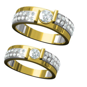 916 CZ DIAMOND GOLD COUPLE RING