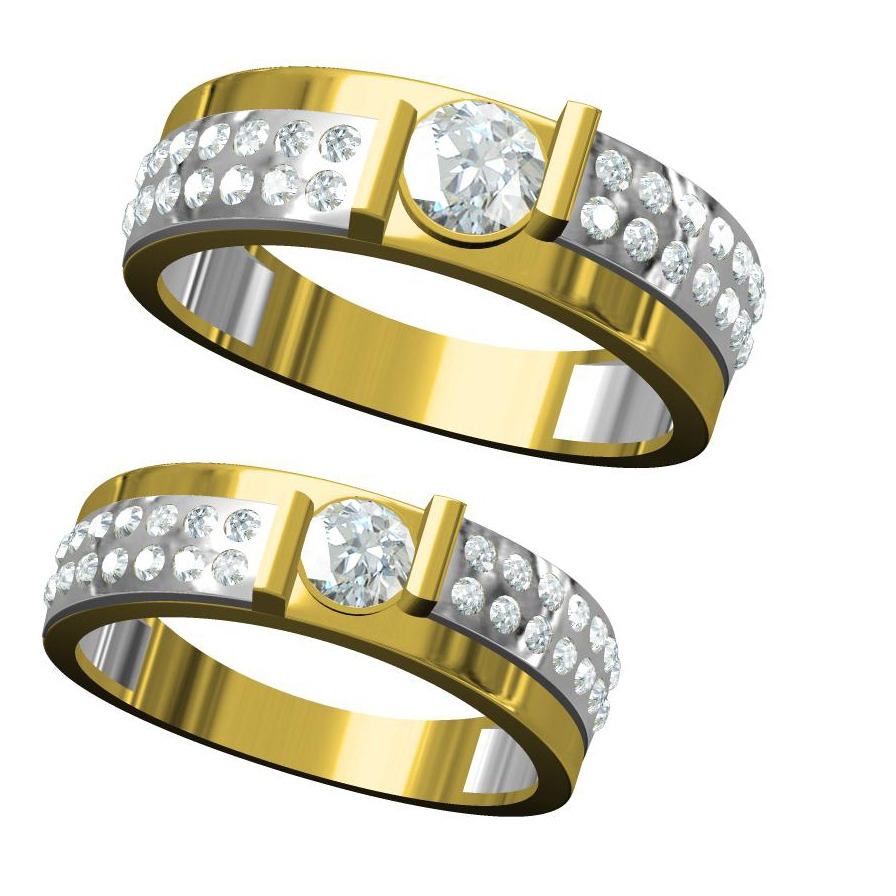 916 CZ DIAMOND GOLD COUPLE RING
