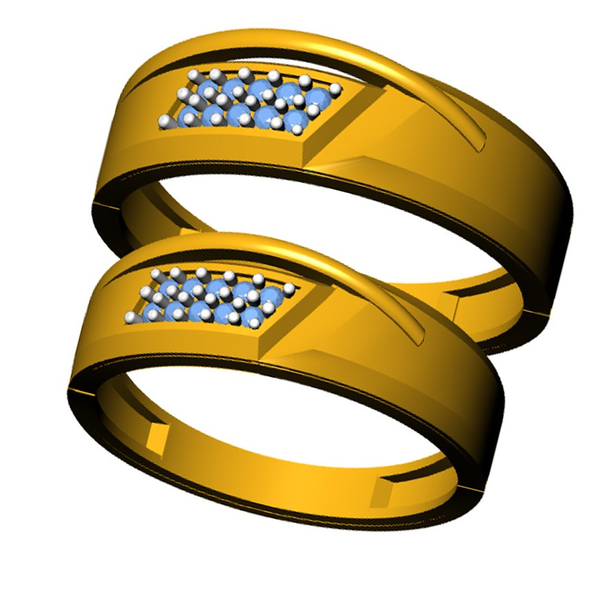 916 cz diamond gold couple ring