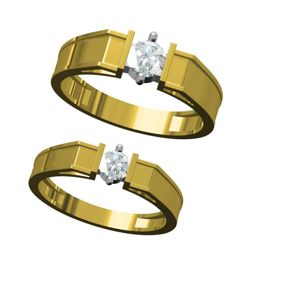 916 CZ DIAMOND GOLD COUPLE RING