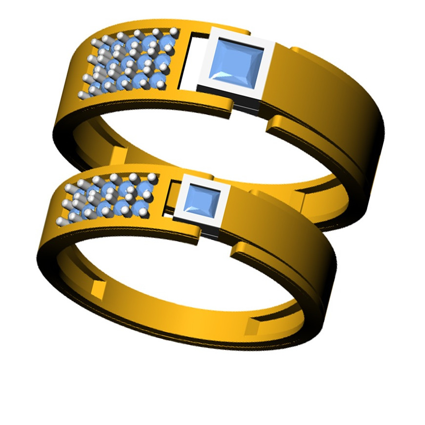 916 CZ DIAMOND GOLD COUPLE RING