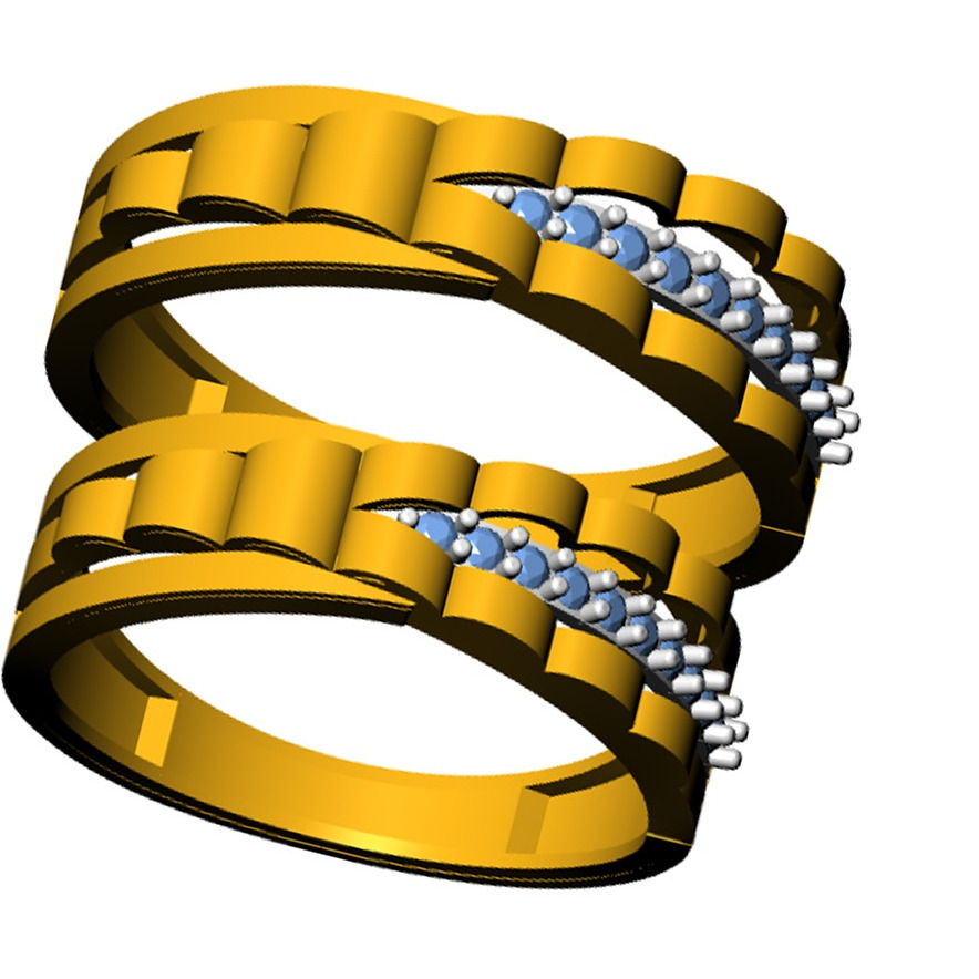 916 CZ DIAMOND GOLD COUPLE RING