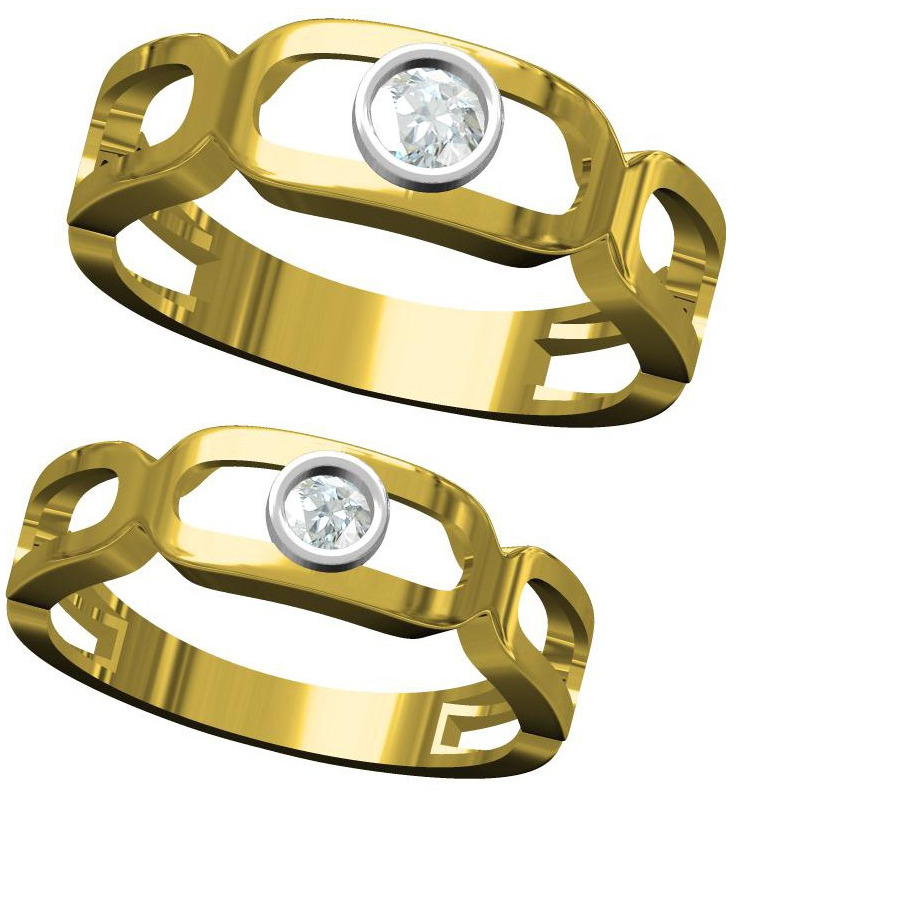 916 CZ DIAMOND GOLD COUPLE RING