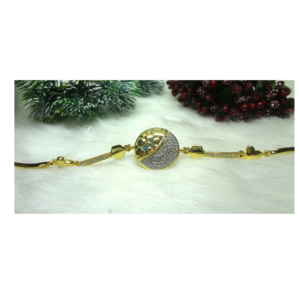 916 GOLD CZ DIAMOND FANCY ROUND SHAPE LADIES BRACELET