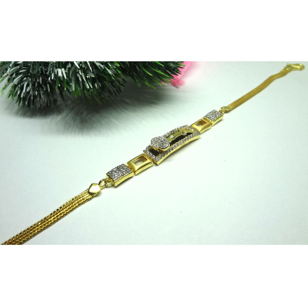 916 GOLD CZ DIAMOND STRAIGHT PATTI DESIGN LADIES BRACELET