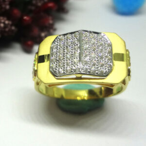 916 gold cz diamond fancy gents ring