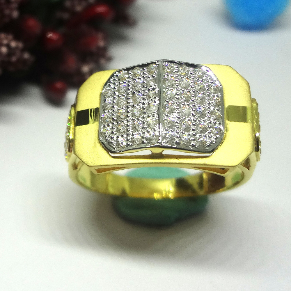 916 gold cz diamond fancy gents ring