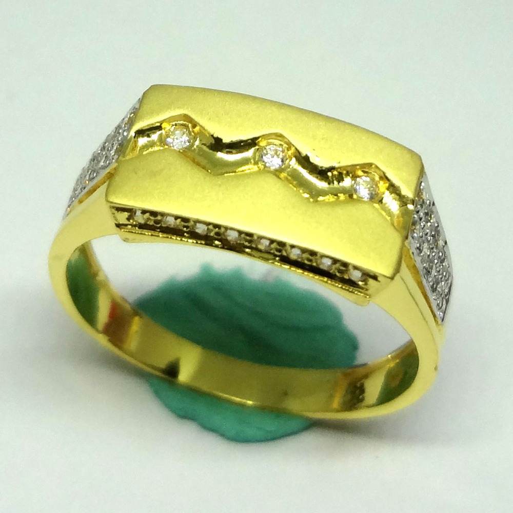 916 gold cz diamond Zigzag diamond line gents ring