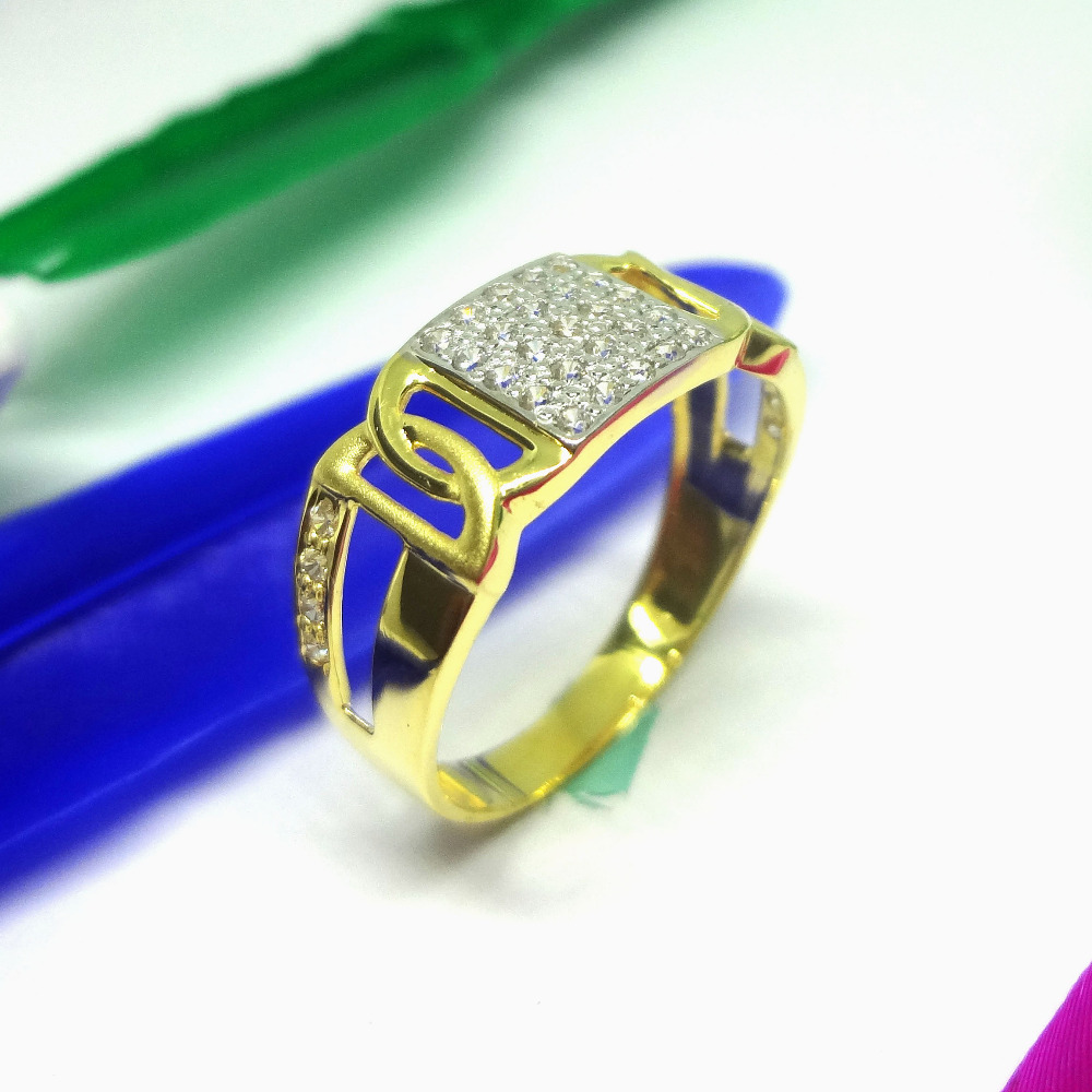 916 GOLD CZ DIAMOND STYLISH GENTS RING