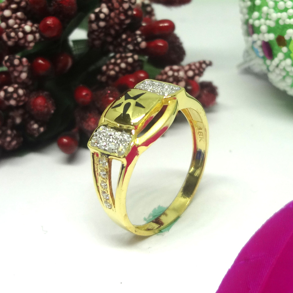 916 GOLD CZ DIAMOND STAR SYMBOL GENTS RING